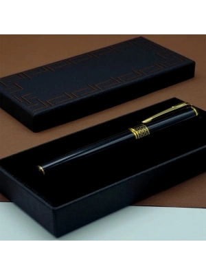Gold İşlemeli Siyah Metal Roller Kalem