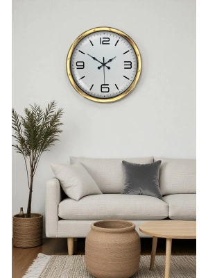 ® Gold Lüks 40 Cm Metal Modern Duvar Saati