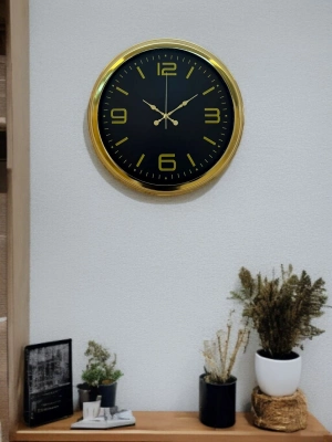 ® Gold Modern Rakamlı 40 Cm Metal Duvar Saati