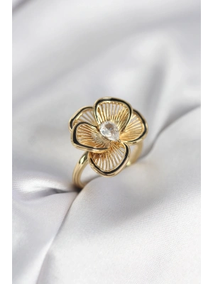 ® Gold Renk Çiçek Model Vintage Kadın Yüzük