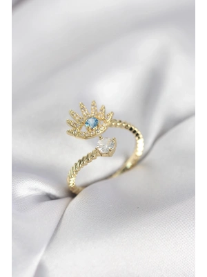 ® Gold Renk Göz Model Zirkon Taşlı Kadın Yüzük