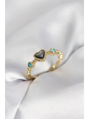 ® Gold Renk Hematit Taşlı Kadın Yüzük