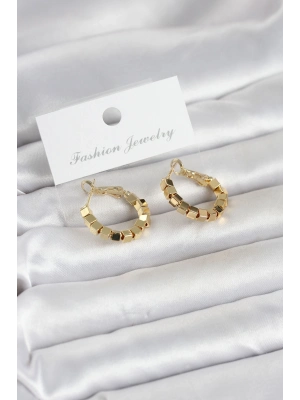 Gold Renk Kare Halka Model Kadın Küpe