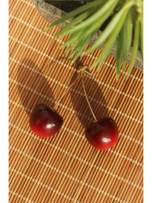 Gold Renk Kiraz Model Kadın Küpe