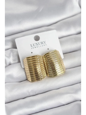 Gold Renk Pirinç Vintage Esintili Statement Küpe