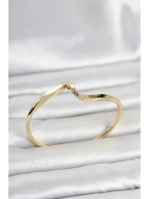 Gold Renk Pirinç Zikzak Model Kadın Bileklik