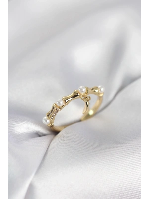 ® Gold Renk Sallantılı Kemik Model Kadın Yüzük