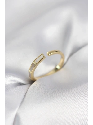 ® Gold Renk Sedefli Çubuk Model Kadın Yüzük