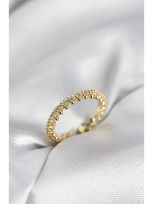 ® Gold Renk Sıralı Zirkon Taşlı Model Kadın Yüzük