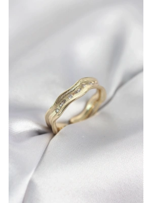 ® Gold Renk Su Damlası Model Zirkon Taşlı Kadın Yüzük