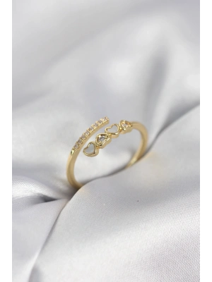 ® Gold Renk Zirkon Taşlı Minimal Kalp Model Kadın Yüzük