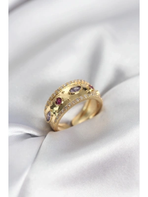 ® Gold Renk Zirkon Taşlı Vintage Kadın Yüzük