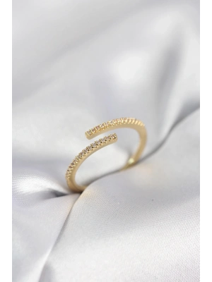 ® Gold Renk Zirkon Taşlı Yılan Tarz Kadın Yüzük