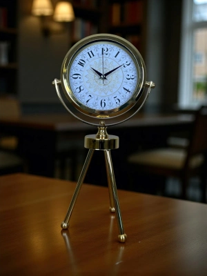 ® Gold Royal Motifli Üç Ayaklı Metal Masa Saati