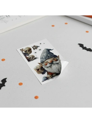 Gotik Cüce ve Kafatası Halloween Duvar Sticker Seti