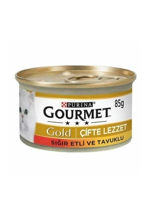 Gourmet Gold Çifte Lezzet Sığır ve Tavuk Etli Yetişkin Konserve Kedi Maması 85 Gr 1 Adet