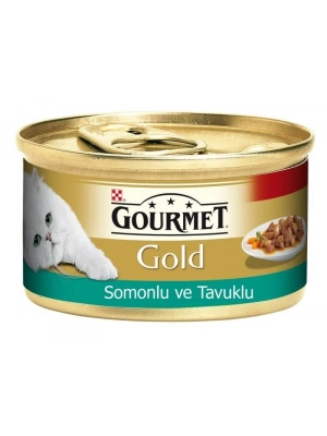 Gourmet Gold Somon ve Tavuklu Yetişkin Konserve Kedi Maması 1 Adet 85 Gr