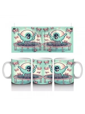 Göz Küresi Şekerlemeleriyle Süslenmiş Eğlenceli Cadılar Bayramı Baskılı Kupa Bardak