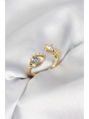 ® Gözyaşı Model Gold Renk Zirkon Taşlı Kadın Yüzük