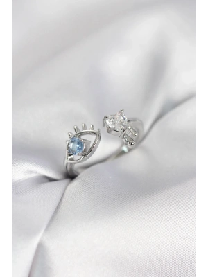 ® Gözyaşı Model Gümüş Renk Zirkon Taşlı Kadın Yüzük