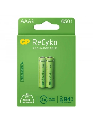 Gp Recyko 650mah Aaa Şarj Edilebilir İnce Kalem Pil 2li Paket
