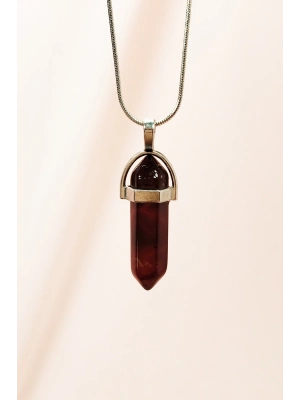 Granit Doğal Taşı Zincirli El Yapımı Tasarımlı Kolye Uç: 3,5 cm Zincir: 20 cm Kutulu