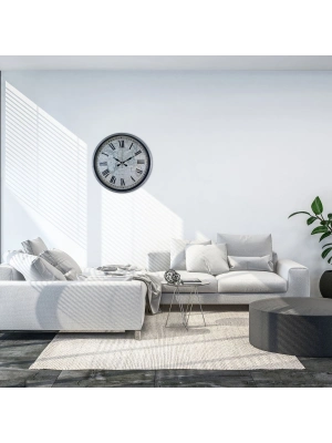 Gri 36 Cm Atlas Modern Tasarım Duvar Saati