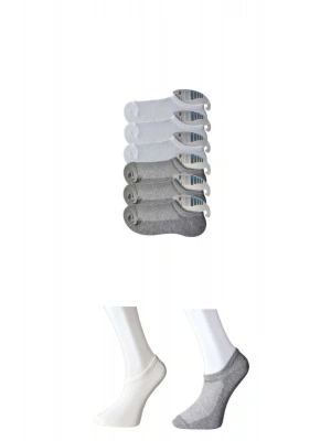 Gri ve Beyaz Erkek Görünmez Çorap 6 çift
