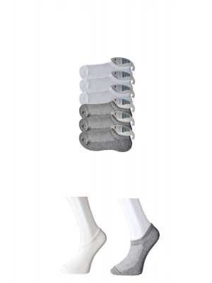 Gri ve Beyaz Erkek Görünmez Çorap 6 çift