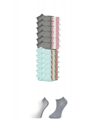 Gri ve Beyaz Kadın Bilek Çorap 12 çift