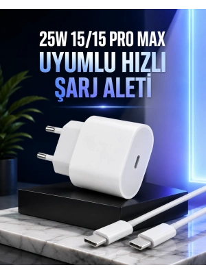 Güç Adaptörü ve Kablosu Şarj Aleti 15/15 Pro Max Uyumlu Hızlı Şarj