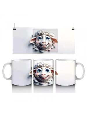 Gülümseyen Mavi Gözlü Sevimli Kuzu – Baskılı Kahve Kupası