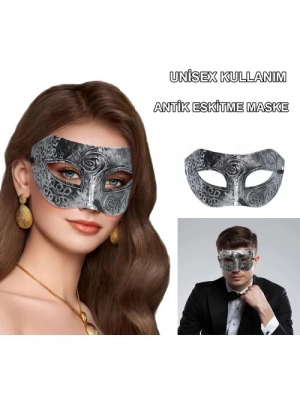 Gümüş Renk Antik Tarz Balo Maskesi