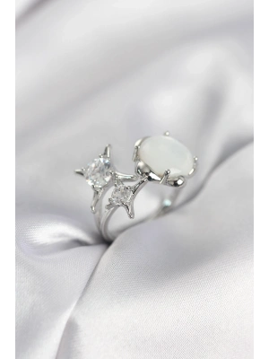 ® Gümüş Renk Kutup Yıldızı Model Kadın Yüzük