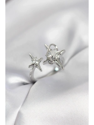 ® Gümüş Renk Kutup Yıldızı Model Zirkon Taşlı Kadın Yüzük