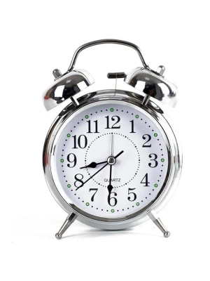 Gümüş Renk Metal Çalar Masa Saati