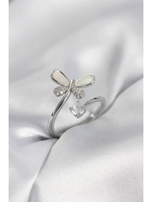 ® Gümüş Renk Yusufçuk Model Zirkon Taşlı Kadın Yüzük