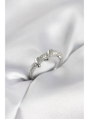 ® Gümüş Renk Zirkon Taşlı Sarmal Yılan Model Kadın Yüzük