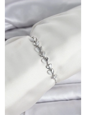 ® Gümüş Renk Zirkon Taşlı Sıralı Damla Model Asansörlü Kadın Bileklik