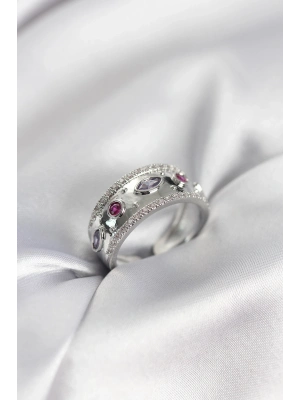 ® Gümüş Renk Zirkon Taşlı Vintage Kadın Yüzük