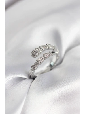 ® Gümüş Renk Zirkon Taşlı Yılan Model Kadın Yüzük