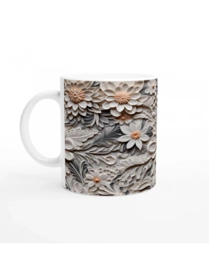 Gümüş Zarafeti Rölyef Çiçekli Kupa Bardak