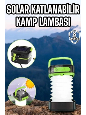 Güneş Enerjili Led Lamba Kamp Lambası Katlanabilir Lamba USB Şarjlı