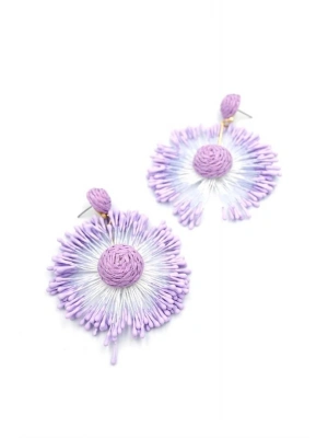 Güneş Hasır Küpe - Mor