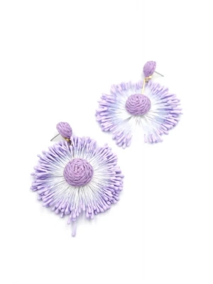 Güneş Hasır Küpe - Mor