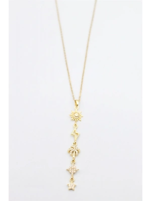 Güneş Yıldız Kolye - Altın