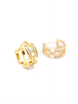 H Taşlı Küpe - Altın