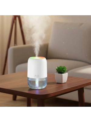 ® H2O Model Şeffaf Hazneli Hava Nemlendirici-Ultrasonik Soğuk Buhar Makinesi, LED Işıklı Masaüstü Oda Nemlendirici []