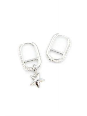 Halka Yıldız Küpe - Gümüş