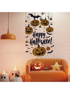 Halloween Temalı Balkabaklı Duvar Sticker Seti